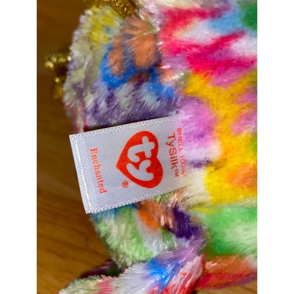 Ty Beanie Boos Silk Enchanted Unicorn Rainbow Owl Gold Horn Plush Stuffed Animal - Picture 6 of 7